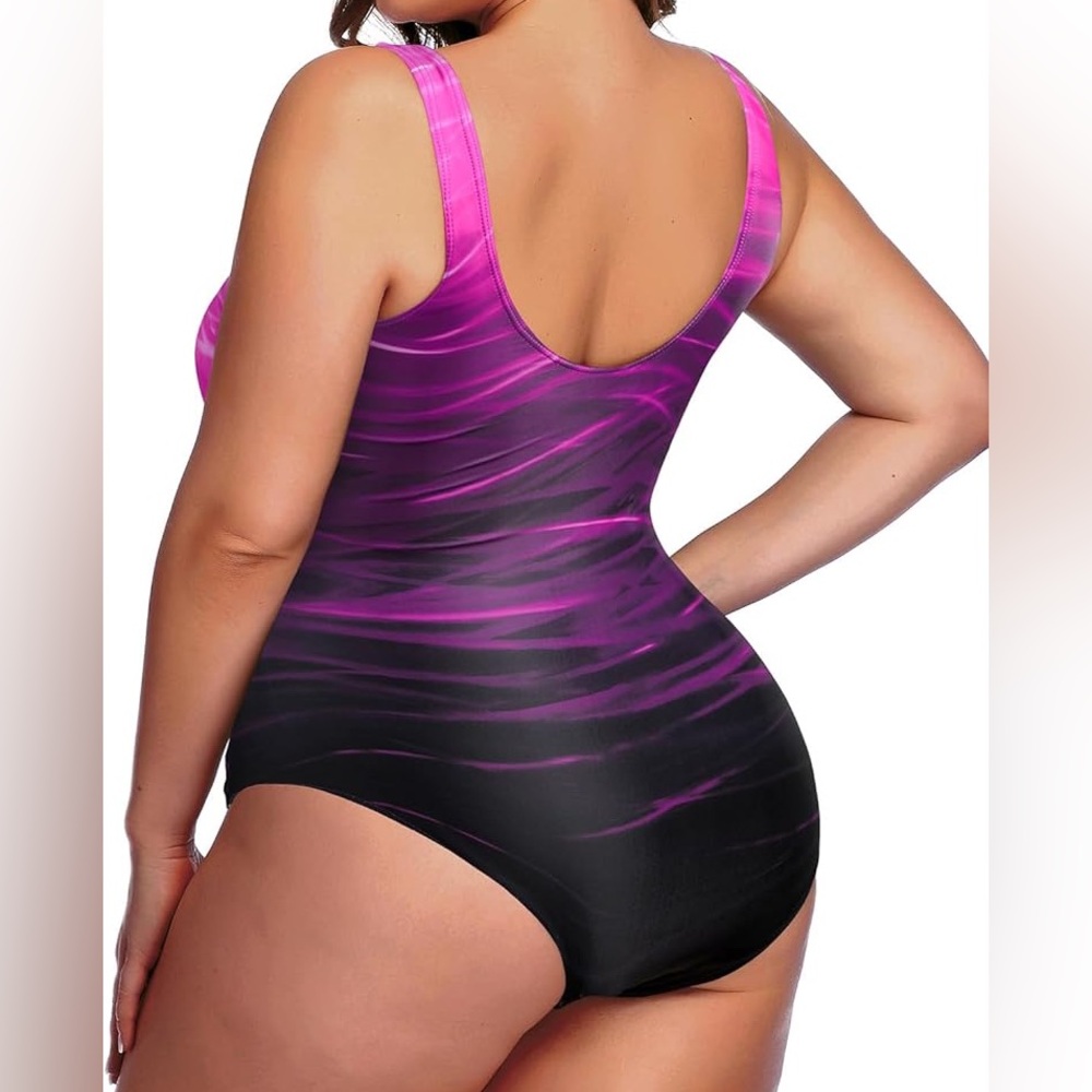 Athletic Tummy Control Ruched Bathing Suit - Picture 2 of 3